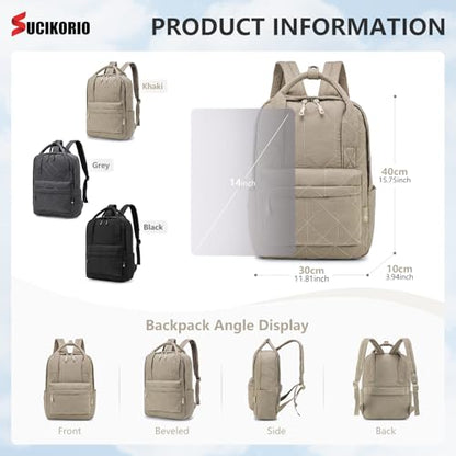 40X30X10 Personal Item Travel Backpack Carry On Luggage Flight Approved Quilted Puffer 14'' Laptop Backpack Daypack - color: Black