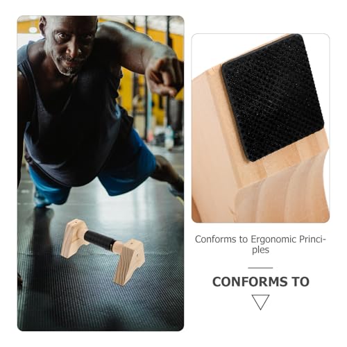 IMIKEYA Wooden Pushup Bars Parallettes Workout Handles 30cm Beech Wood Non-slip Push up Stands for Men Women Home Strength Training Calisthenics Equipment
