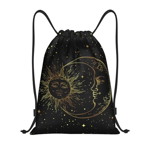 Gianlaima Golden Sun Crescent Moon Star Sky Drawstring Bags Backpack Bag Sport Gym Sack String Bag Yoga Dance Travel Bag For Men Women - color: Black38