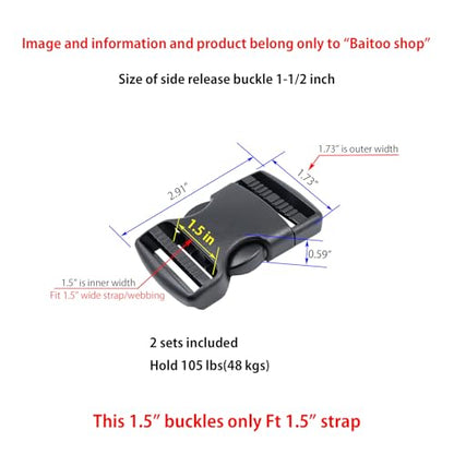 Side Release Buckles Heavy Duty Plastic Buckle Snap Clips Clasps Backpack Buckle Replacement for Strap - style: 1-1/2 Inch - 2sets