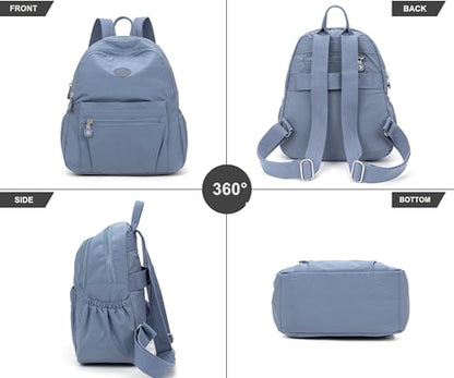 Pealwel Mini Backpack Purse for Women,Small Nylon backpacks for Ladies Backpacks Women Anti Theft Travel Bag (Light Blue) - color: Light Blue