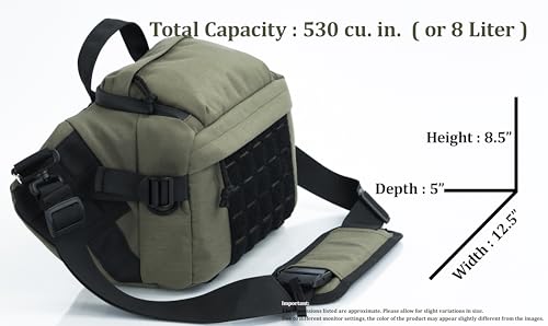 Tactical Sling Backpack Crossbody EDC Pack MOLLE Satchel Bag for Travel, Work, Camping and Hiking 8Liter - color: Olive Drab