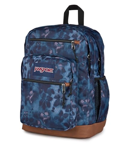 JanSport Cool Backpack with 15-inch Laptop Sleeve, Large Computer Bag Rucksack with 2 Compartments, Ergonomic Straps, Ghostly Florals - color: Ghostly Florals Navy/Purple/Pink