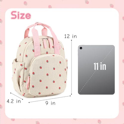 Bluboon Toddler Backpack for Girls Boys 2-4 Cute 12" Preschool Kindergarten Backpacks Kids Daycare Bags School Travel (Strawberry-Beige, Age 2-4 (12" H not Fit A4 Folder)) - color: Strawberry-beige, size: Age 2-4 (12" H not Fit A4 Folder)