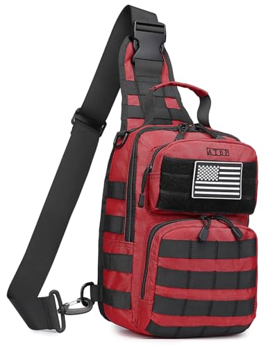 Tactical Sling Backpack With Holster Military Crossbody Bag for Men Single Shoulder Back Pack 10L - color: Red