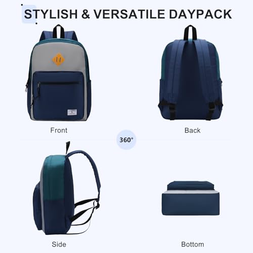 VX VONXURY Backpack for Men Women, Lightweight Kids School Bag, Classic Basic Laptop Bookbag for College Work Travel Hiking - color: Inky Green Blue