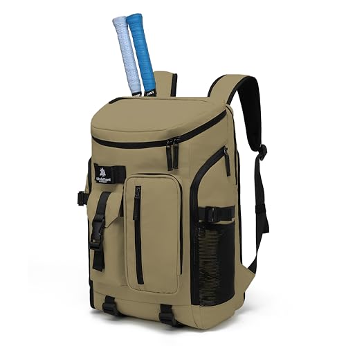 tennis mountain climbing travel backpack, independent shoe compartment for sports and fitness, waterproof 15.6-inch computer bag - color: Original wood color