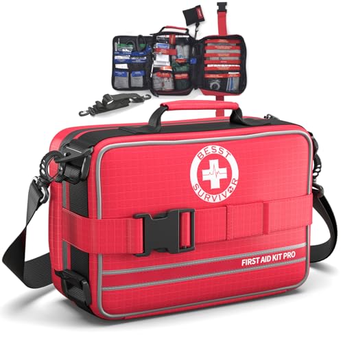 Comprehensive First Aid Kit for Home, Premium Emergency Trauma Kits with Shoulder Strap for Car Camping Gear, Waterproof Survival Kit, Home Essentials, Outdoor Emergency Medical Supplies -324 Piece - size: Max