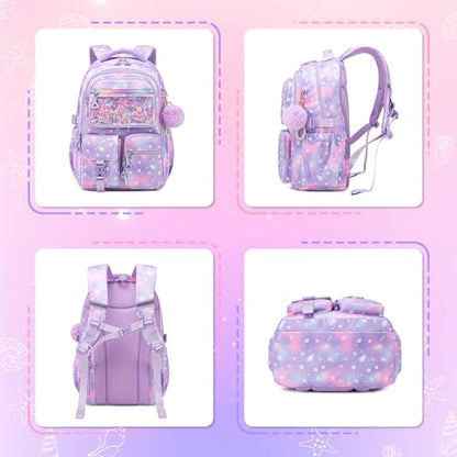 Girls Backpack,School Bag for Kids,Primary,Elementary,teen ages 6-15 Girls Bookbag,Students Kawaii Backpack Purple conch - color: Purple Conch