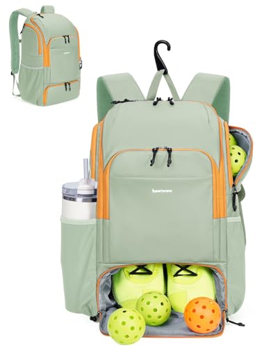 sportsnew Pickleball Bag Large Sports Pickleball Backpack with Shoe Compartment for Men Women, Patent Pending - color: Mint Green