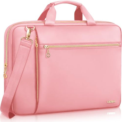 15.6 16 Inch Laptop Bag Case for Women Men Compatible with MacBook Pro M5/HP OmniBook Omen Envy/Dell Pro Inspiron/Lenovo Yoga IdealPad, Messenger Carrying Briefcase Computer Bag Case, Pink - color: Pink, size: 15.6 inch