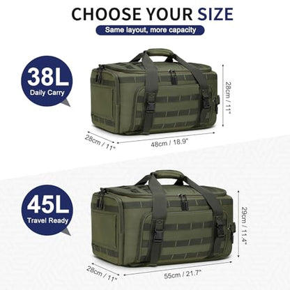 38L Convertible Duffel Backpack, 3 in 1 Gym Bag with Laptop Sleeve, Wet Pockets & Insulated Bottom, Green - color: Green, size: 38L