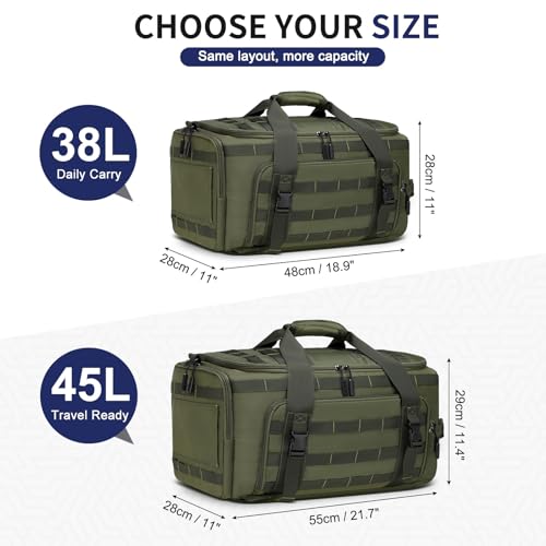 45L Convertible Duffel Backpack, 3 in 1 Gym Bag with Laptop Sleeve, Wet Pockets & Insulated Bottom, Green - color: Green, size: 45L