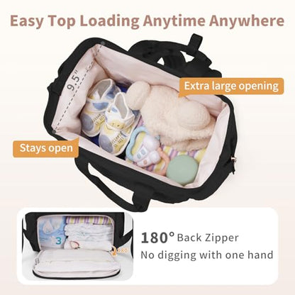 CEI-CEI Diaper Bag Backpack for Mom and Dad, Puffer Baby Bag Backpack with Insulated Pocket, Water-Resistant, Unisex Travel Backpack with Changing Pad & Stroller Straps - color: Black