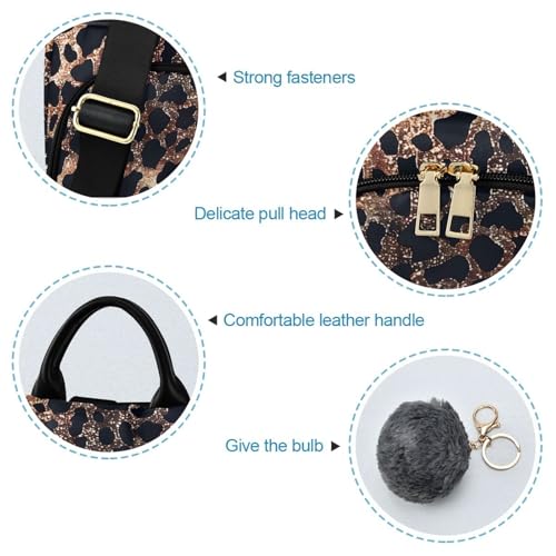 MNSRUU Women Backpack Purse Cheetah Glitter Backpack for Women Anti-theft Shoulder Bag Carry On Backpack Lightweight Rucksack Fashion Travel Ladies Bags - color: Cheetah I9737
