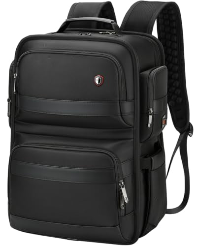 Business Laptop Backpack for Men, 16 Inch Water-Resistant TSA Friendly Travel Backpack with Dual Charging Ports & Massage Shoulder Straps,Ideal for Work, Commuting, College & Business Trips, Black - color: Tech Black, size: 15.6 Inch