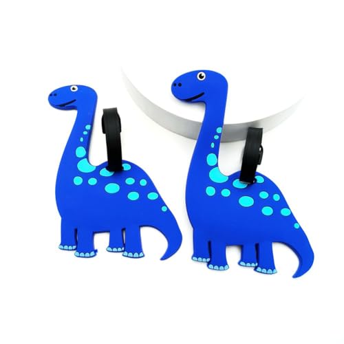 Cute Cartoon Dinosaur Silicone Luggage Tag Fun Triceratops Travel Bag Tag Personalized Labels for Cruise Airport (Blue-Diplodocus) - style: Blue-Diplodocus