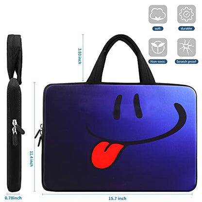 icolor Smile 14 15 15.4 15.6 inch Laptop Handle bag Computer Protect Case Pouch Holder Notebook Sleeve Neoprene Cover Soft Carring Travel Case for Dell Lenovo Toshiba HP Chromebook ASUS Acer ICB-05 - color: Blue Smile