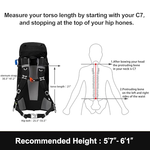 N NEVO RHINO Internal Frame Hiking Backpack 50/60/65/70/80L, Mountain Climbing Camping Backpack Daypack Waterproof Rain Cover | Mountain Climbing - color: 10 Black, size: 60+5L