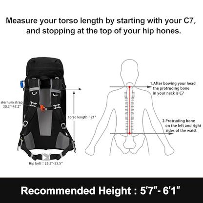 N NEVO RHINO Internal Frame Hiking Backpack 50/60/65/70/80L, Mountain Climbing Camping Backpack Daypack Waterproof Rain Cover | Mountain Climbing - color: 10 Black, size: 60+5L