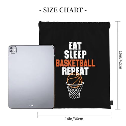 Eat Sleep Basketball Repeat Unisex Drawstring Backpack Bag Sport Gym Travel Swim Sackpack - color: Eat Sleep Basketball Repeat2
