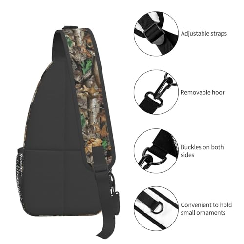 Camouflage Leaves And Deer Outdoor Crossbody Shoulder Bag For Unisex Young Adult Hiking Bicycling - color: Yellow2