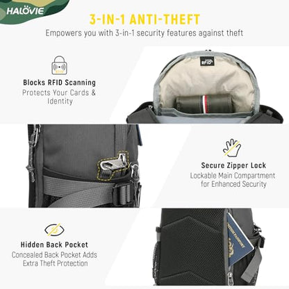 HALOVIE Crossbody Sling Bag Anti Theft RFID Sling Backpack Lightweight Travel Hiking EDC Tactical Chest Shoulder Pack Gift for Men - color: Gray
