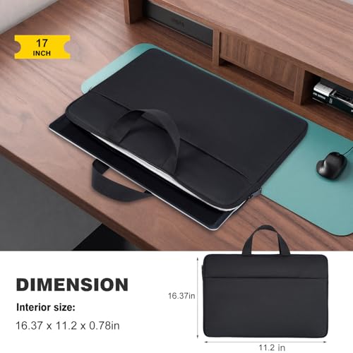 17 Inch Laptop Sleeve Carrying Case for HP 17 17.3" Laptop, HP Envy 17 17t 17m 17.3, Pavilion 17, ASUS Vivobook 17, LG Gram 17, MSI 17.3 inch Case Bag, Black - size: 17-17.3 Inch
