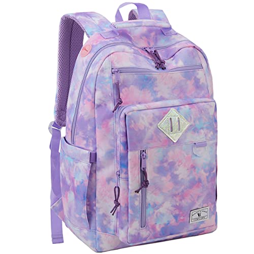 VX VONXURY Backpack for Men Women,Lightweight 15.6in Bookbag with Mulitiple Pockets,Water Resistant Travel Laptop Backpack - color: Medium-light Purple, size: For 15.6in Laptop
