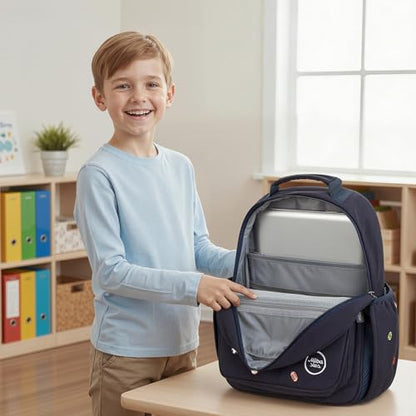 mibasies Boys Backpacks Ages 5-8: Quilted Backpack for Kids - Cute 15 Inches Bookbag for Kindergarten Elementary School Ball Blue - color: Ball Blue, style: Kids-15"h