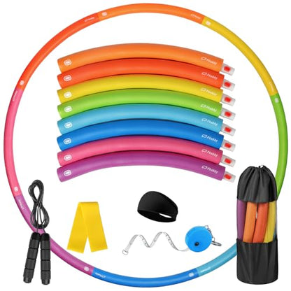 Phobby Weighted Exercise Hoop for Adults, 2.2lb&2.8lb Adjustable Fitness Hoop, 8 Detachable Hoop Sections with Jump Rope & Storage Bag, Home Gym Workout - style: Pro 2.8lb