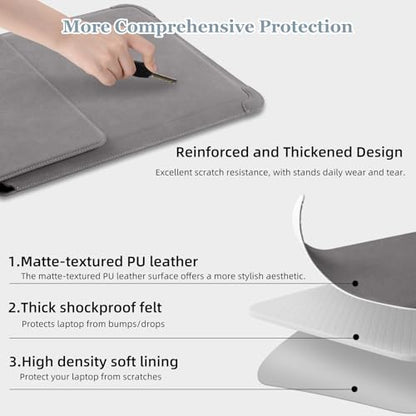 13-14 Inch Protective Laptop Sleeve Case with Stand, for MacBook Pro 14'' M5~M1, Pro/Max(2026-2021), MacBook Air 13.6'' M5-M2, (2026-2022), Matte PU Leather Laptop Case 13-14" (Dark Gray) - color: Dark Gray, size: 13-14 Inch