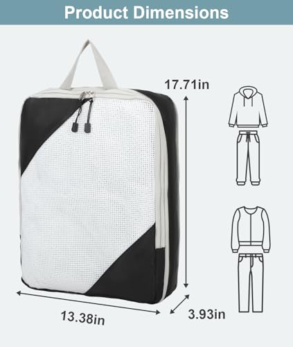 Barsine Large Compression Packing Cubes for Travel, 4-Pack Extra Large Packing Cubes with Double Compression Zipper, Luggage Organizers for Carry On, Cruise, Family Vacation & Business Travel