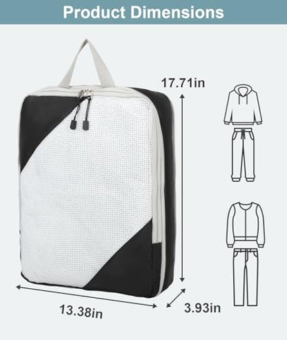 Barsine Large Compression Packing Cubes for Travel, 4-Pack Extra Large Packing Cubes with Double Compression Zipper, Luggage Organizers for Carry On, Cruise, Family Vacation & Business Travel