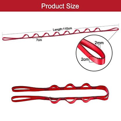 DASKING 23KN (5070 lbs) Heavy Duty Straps - 2 Pack Adjustable Daisy Chain Webbing for Aerial Yoga, Hammock, Fitness & Rigging - CE/EN566 Certified, Red/Grey - color: Red