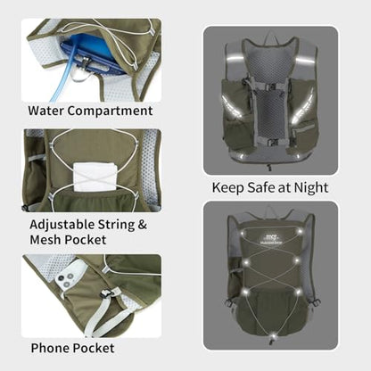 Lightweight Running Vest for Women and Men Hydration Backpack Pack with 1.5L Water Bladder Bag Running Gear Accessories for Hiking Trail Cycling Marathon