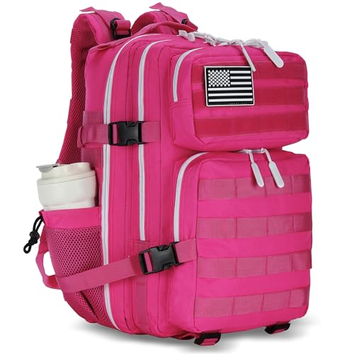 Military 45L Tactical Assault Backpack 3 day assault pack with Molle Waterproof backpack Rucksack for Tactical Backpacks - color: Pink