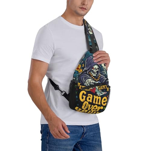 Skull Outdoor Crossbody Shoulder Bag For Unisex Young Adult Hiking Bicycling - color: 28