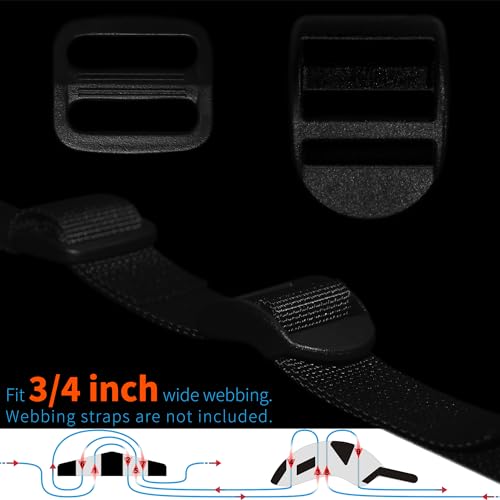 LASIGHT 4 Pack Slider Ladder Lock Buckle and Tri-glide Slide for 3/4", 1", 1-1/4", 1-1/2", 2" Webbing Strap - style: Fit 3/4" Webbing