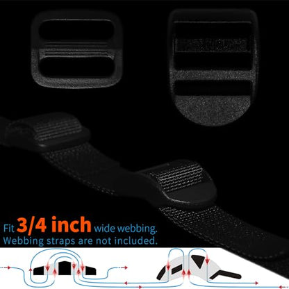 LASIGHT 4 Pack Slider Ladder Lock Buckle and Tri-glide Slide for 3/4", 1", 1-1/4", 1-1/2", 2" Webbing Strap - style: Fit 3/4" Webbing