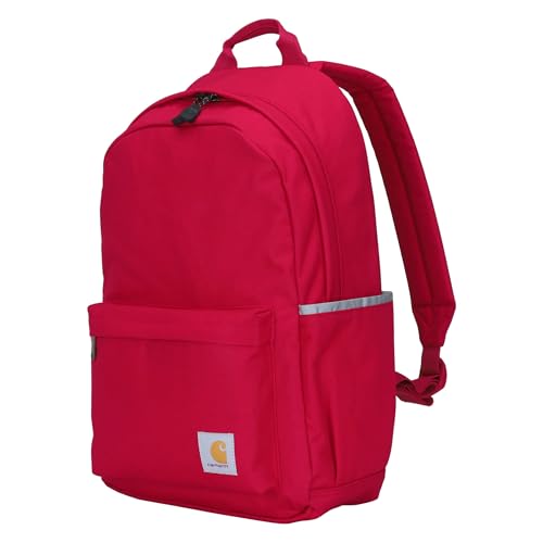 Carhartt 21L Classic Laptop Backpack, Water-Resistant Pack W/ 15" Laptop Sleeve and Organizational Compartments, Industry Red - color: Industry Red, size: One Size