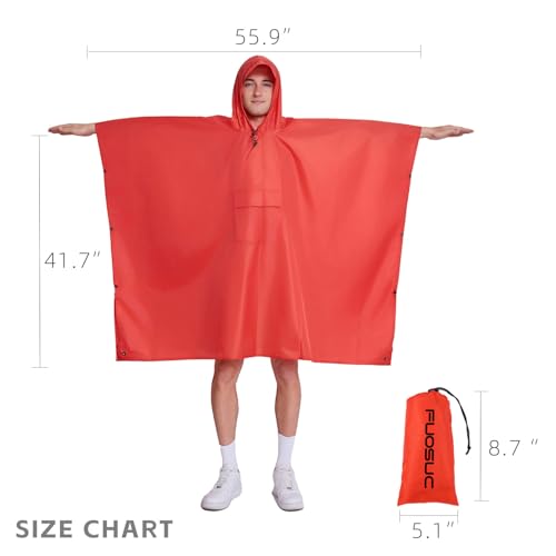 Hooded Waterproof Raincoat, Unisex Outdoor Hiking Camping Mat and Small Tent - color: Red