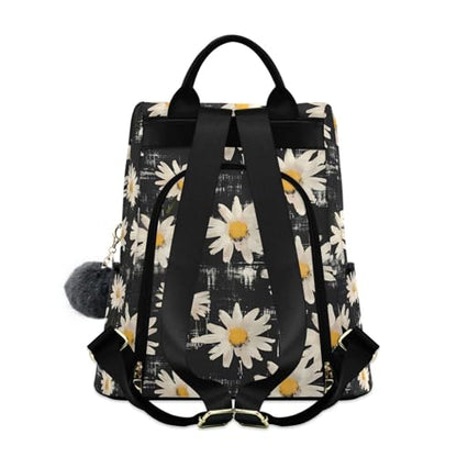 MNSRUU Women Backpack Purse Flowers with Black Backpack for Women Anti-theft Shoulder Bag Carry On Backpack Lightweight Rucksack Fashion Travel Ladies Bags - color: Flower I9295