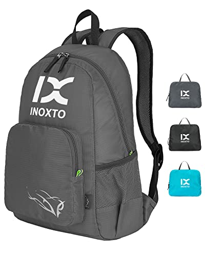 INOXTO 20L Lightweight Hiking Backpack Small Foldable Hiking Daypack for Outdoor Hiking Travel Camping (Grey) - color: Grey
