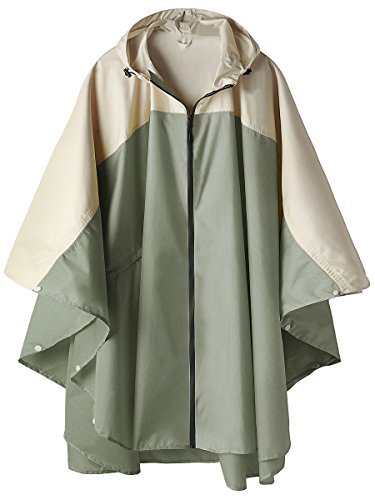 SaphiRose Unisex Rain Poncho Waterproof Raincoat Hooded for Adults Women with Pockets - color: A-light Green-white