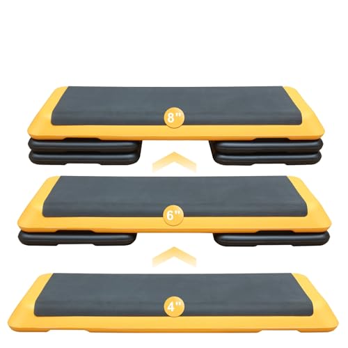 GOWE Adjustable Aerobic Stepper Workout Step with 4 Risers Fitness & Exercise Platform Trainer