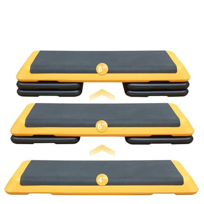 GOWE Adjustable Aerobic Stepper Workout Step with 4 Risers Fitness & Exercise Platform Trainer