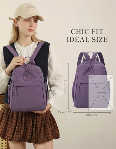 Mini Backpack for Women Nylon Small Backpack Purse Crossbody Sling Bag Convertible Backpack Casual Shopping Daypack (Purple) - color: Purple