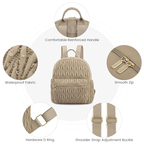LOVEVOOK Backpack for Women Light Weight Waterproof Backpack Purses Daily Backpack… | Light Weight - color: Quilted Khaki