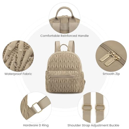 LOVEVOOK Backpack for Women Light Weight Waterproof Backpack Purses Daily Backpack… | Light Weight - color: Quilted Khaki